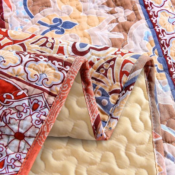 New Boho RedThrow Blanket Bedspread Quilt - 50" x 60" - Picture 3 of 5